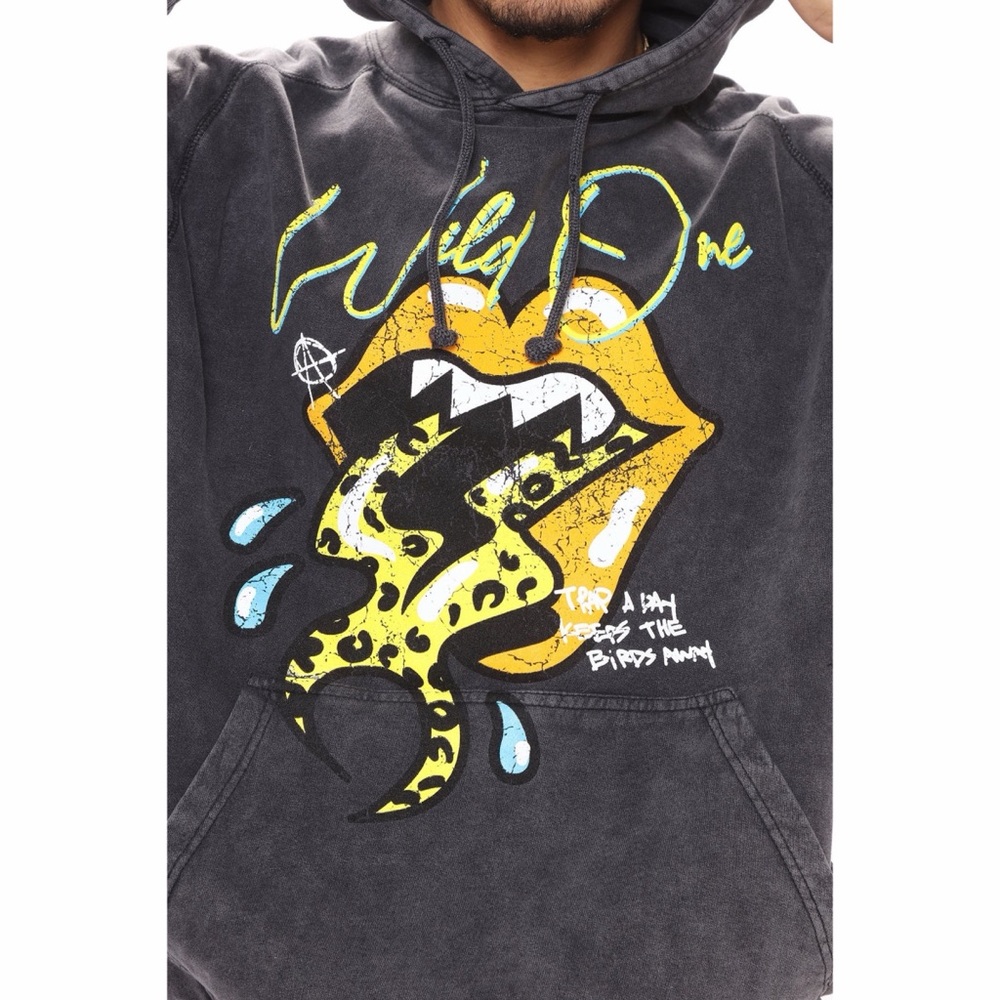 FASHION NOVA Wild One Vintage Wash Hoodie Grey | XL